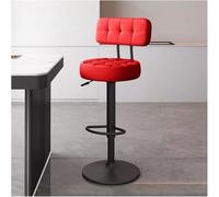 LMMSHA Adjustable Height Single Bar Stools with Backs Swivel Kitchen Breakfast Chairs PU Faux Leather Upholstered Bar-stools(Red,Black Legs)