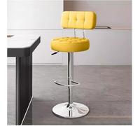 LMMSHA Adjustable Height Single Bar Stools with Backs Swivel Kitchen Breakfast Chairs PU Faux Leather Upholstered Bar-stools(Yellow,Silver Legs)