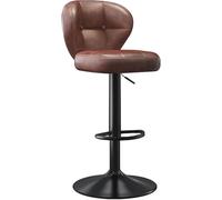 LMMSHA Adjustable Height Swivel Bar Stools Brown Red Black Green Grey Faux Leather and High Resilience Seat Cushion(Brown,Black Legs)