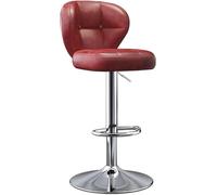 LMMSHA Adjustable Height Swivel Bar Stools Brown Red Black Green Grey Faux Leather and High Resilience Seat Cushion(Red,Silver Legs)