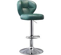 LMMSHA Adjustable Height Swivel Bar Stools Brown Red Black Green Grey Faux Leather and High Resilience Seat Cushion(Green,Silver Legs)