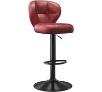 LMMSHA Adjustable Height Swivel Bar Stools Brown Red Black Green Grey Faux Leather and High Resilience Seat Cushion(Red,Black Legs)