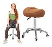 LMMSHA Adjustable Salon Stools, Saddle Rolling Stool with Wheels for Dental Hygienist, Professional Hospital Ergonomic Office Chair (Color Black)