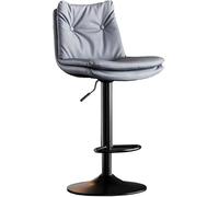 LMMSHA Adjustable Swivel Bar Stool 60 80cm Faux Leather Bar-stools with Back and Footrest Stylish Dining Amp Kitchen for(D,Black Leg)