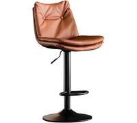 LMMSHA Adjustable Swivel Bar Stool 60 80cm Faux Leather Bar-stools with Back and Footrest Stylish Dining Amp Kitchen for(E,Black Leg)