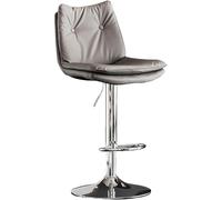 LMMSHA Adjustable Swivel Bar Stool 60 80cm Faux Leather Bar-stools with Back and Footrest Stylish Dining Amp Kitchen for(B,Silver Leg)