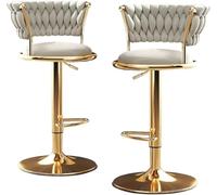 LMMSHA Bar Stool Adjustable Stools Set of 3 Velvet Swivel Counter Chairs with Back for Kitchen(2pcs)