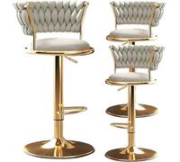 LMMSHA Bar Stool Adjustable Stools Set of 3 Velvet Swivel Counter Chairs with Back for Kitchen(3pcs)