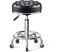 LMMSHA Bar Stool Stools Counter Height Swivel Backless Round, PU Leather Armless Chair for Kitchen Dining(/Black a)