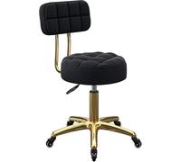 LMMSHA Bar Stool Swivel Chair Adjustable, Counter Makeup Beauty Salon Metal Titanium Gold 5 Claws with Wheels in(Dolphin Waves)