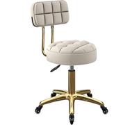 LMMSHA Bar Stool Swivel Chair Adjustable, Counter Makeup Beauty Salon Metal Titanium Gold 5 Claws with Wheels in(Light Green)