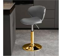 LMMSHA Bar Stools Adjustable Swivel Counter Height PU Leather Upholstered with Back Amp Footrest Solid -stools(Grey,45-55cmGolden Legs)