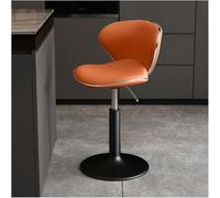 LMMSHA Bar Stools Adjustable Swivel Counter Height PU Leather Upholstered with Back Amp Footrest Solid -stools(Orange,45-55cm Black Legs)