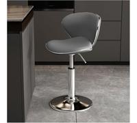 LMMSHA Bar Stools Adjustable Swivel Counter Height PU Leather Upholstered with Back Amp Footrest Solid -stools(Grey,45-55cm Silver Legs)