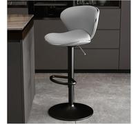 LMMSHA Bar Stools Adjustable Swivel Counter Height PU Leather Upholstered with Back Amp Footrest Solid -stools(Light Grey,63-83cm Black Legs)