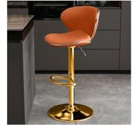 LMMSHA Bar Stools Adjustable Swivel Counter Height PU Leather Upholstered with Back Amp Footrest Solid -stools(Orange,63-83cm Golden Legs)
