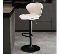 LMMSHA Bar Stools Adjustable Swivel Counter Height PU Leather Upholstered with Back Amp Footrest Solid -stools(White,63-83cm Black Legs)