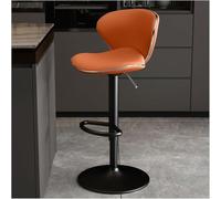 LMMSHA Bar Stools Adjustable Swivel Counter Height PU Leather Upholstered with Back Amp Footrest Solid -stools(Orange,63-83cm Black Legs)
