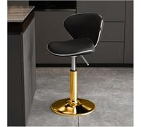 LMMSHA Bar Stools Adjustable Swivel Counter Height PU Leather Upholstered with Back Amp Footrest Solid -stools(Black,45-55cmGolden Legs)