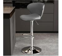 LMMSHA Bar Stools Adjustable Swivel Counter Height PU Leather Upholstered with Back Amp Footrest Solid -stools(Grey,63-83cm Silver Legs)