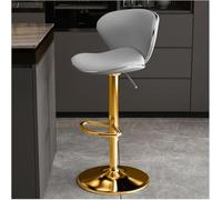 LMMSHA Bar Stools Adjustable Swivel Counter Height PU Leather Upholstered with Back Amp Footrest Solid -stools(Grey,63-83cm Golden Legs)