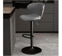 LMMSHA Bar Stools Adjustable Swivel Counter Height PU Leather Upholstered with Back Amp Footrest Solid -stools(Grey,63-83cm Black Legs)