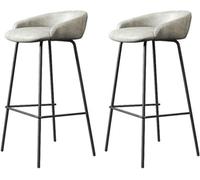 LMMSHA Bar-stools Bar Height Set of Upholstered Stools with Backs and Sturdy Metal Legs 65 75cm H Seat Breakfast Easy(H,65cm/25.5inch)