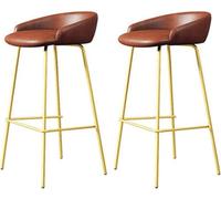 LMMSHA Bar-stools Bar Height Set of Upholstered Stools with Backs and Sturdy Metal Legs 65 75cm H Seat Breakfast Easy(B,65cm/25.5inch)