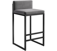 LMMSHA Bar Stools Counter Height Bar-stools Velvet Kitchen Black Grey White Dining Chairs with Back for Room Pub Seat 55 65(B,75cm)
