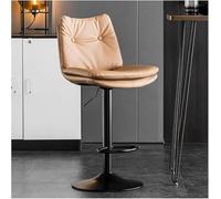 LMMSHA Bar-stools Faux Leather Double Layer Upholstered Counter Height Bar Stool Adjustable Armless Chair with Back and(F,Black Leg)