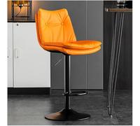 LMMSHA Bar-stools Faux Leather Double Layer Upholstered Counter Height Bar Stool Adjustable Armless Chair with Back and(H,Black Leg)
