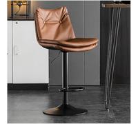 LMMSHA Bar-stools Faux Leather Double Layer Upholstered Counter Height Bar Stool Adjustable Armless Chair with Back and(A,Black Leg)