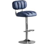 LMMSHA Bar Stools Faux Leather Upholstered Swivel Bar-stools with Back Adjustable Chairs Counter Height for Kitchen(Blue 1)