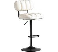 LMMSHA Bar Stools Faux Leather Upholstered Swivel Bar-stools with Back Adjustable Chairs Counter Height for Kitchen(White)