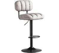 LMMSHA Bar Stools Faux Leather Upholstered Swivel Bar-stools with Back Adjustable Chairs Counter Height for Kitchen(Grey)