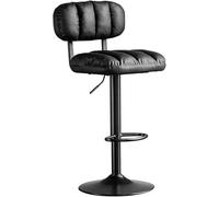 LMMSHA Bar Stools Faux Leather Upholstered Swivel Bar-stools with Back Adjustable Chairs Counter Height for Kitchen(Black)