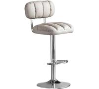 LMMSHA Bar Stools Faux Leather Upholstered Swivel Bar-stools with Back Adjustable Chairs Counter Height for Kitchen(Grey 1)