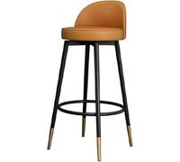 LMMSHA Bar Stools Height with Back, Leather, Upholstered Armless Metal Chairs, Pub for Home Kitchen Island Restaurant, Coffee(B,Height 65cm)