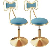 LMMSHA Bar Stools Rotation Adjustment 2 Pcs Metal Luxury with Butterfly Backrest Velvet Seat Creative Makeup(Light Blue)