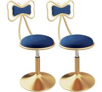 LMMSHA Bar Stools Rotation Adjustment 2 Pcs Metal Luxury with Butterfly Backrest Velvet Seat Creative Makeup(Navy Blue)