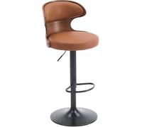 LMMSHA Bar Stools Seat Adjustable Height 63 83cm Bent Wood Swivel Bar-stools with Back Amp Footres PU Leather Upholstered(G)