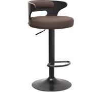 LMMSHA Bar Stools Seat Adjustable Height 63 83cm Bent Wood Swivel Bar-stools with Back Amp Footres PU Leather Upholstered(E)
