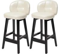 LMMSHA Bar Stools Set of 2 Kitchen Faux Leather Counter Height with Back Upholstered Bar-stools for Island Home(D,75cm/29.5inch)