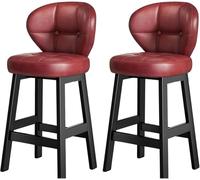 LMMSHA Bar Stools Set of 2 Kitchen Faux Leather Counter Height with Back Upholstered Bar-stools for Island Home(G,65cm/25.5inch)