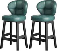 LMMSHA Bar Stools Set of 2 Kitchen Faux Leather Counter Height with Back Upholstered Bar-stools for Island Home(F,65cm/25.5inch)