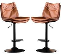 LMMSHA Bar Stools Set of Bar-Stool Chairs with Back and Thick Sponge 60 80cm Adjustable Height for Pub Kitchen Counter(E,Black Leg)