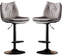 LMMSHA Bar Stools Set of Bar-Stool Chairs with Back and Thick Sponge 60 80cm Adjustable Height for Pub Kitchen Counter(D,Black Leg)