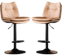 LMMSHA Bar Stools Set of Bar-Stool Chairs with Back and Thick Sponge 60 80cm Adjustable Height for Pub Kitchen Counter(G,Black Leg)