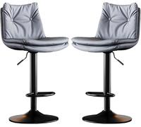 LMMSHA Bar Stools Set of Bar-Stool Chairs with Back and Thick Sponge 60 80cm Adjustable Height for Pub Kitchen Counter(A,Black Leg)