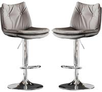 LMMSHA Bar Stools Set of Bar-Stool Chairs with Back and Thick Sponge 60 80cm Adjustable Height for Pub Kitchen Counter(D,Silver Leg)